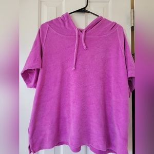 Time and Tru Terrycloth Hooded short sleeve shirt